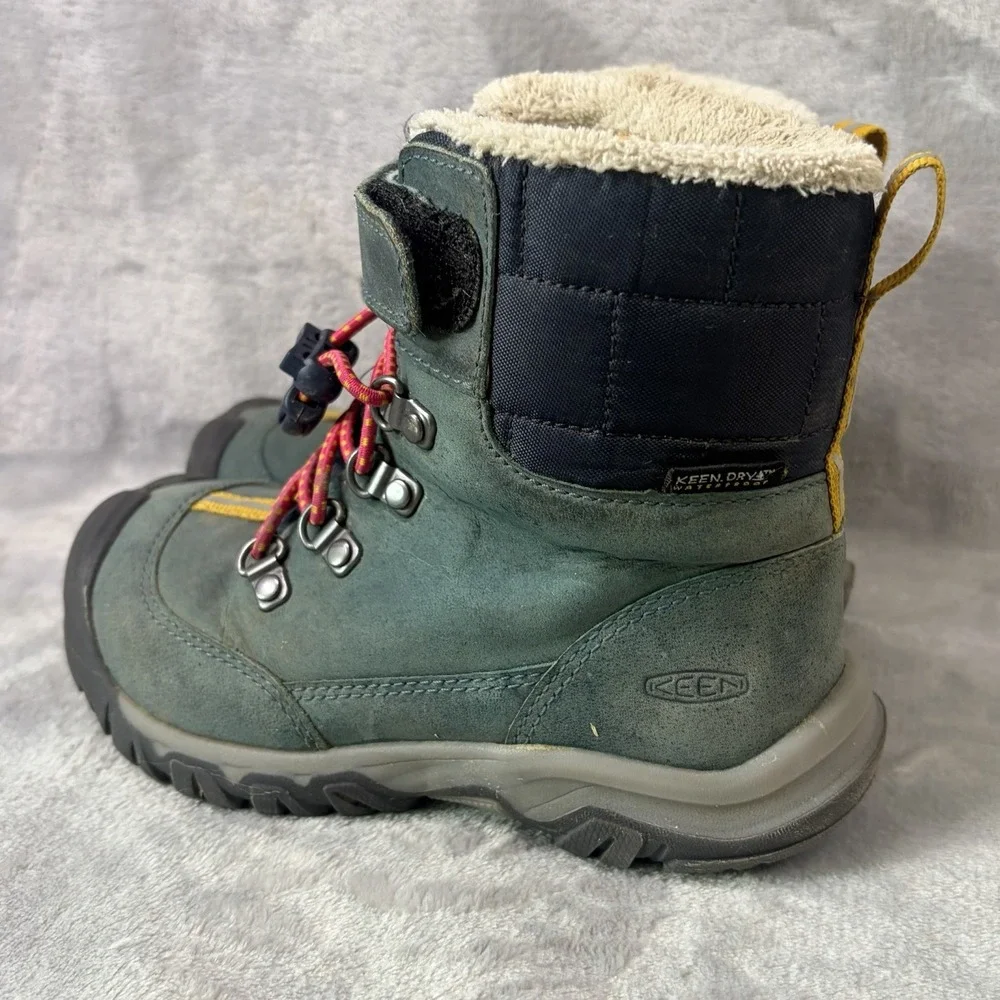 KEEN Kids Winter‎ Boots Size 10 Teal Green Insulated Fleece Lined Snow